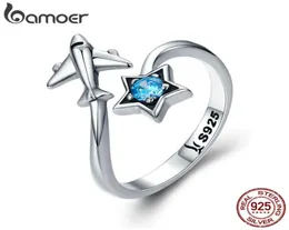 BAMOER 100 925 Trendy Tours Star Aereo Finger Finger Rings for Women Sterling Silver Gioielli Anel SCR3229911937