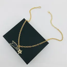 Luxury Designer Pendant Necklace Never Fade Brass Necklace Personality Letter Pentagram Black Enamel Lava Pendant Necklace Necklace Jewelry Accessories