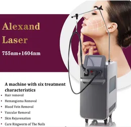 Remoção de fibra óptica eficaz Laser 1064 755nm ND Máquina de remoção de cabelo a laser YAG Alexandrite laser rejuvenescimento Máquina de beleza de dois anos garantia