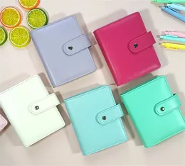 A7 Macaron Color 6 Ring Binder PU Clip-On Bookboor Leather Leaute Leaf Cover Cover Notebooks Journal Kawaii Stationery 240415