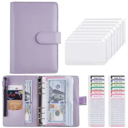 2024 A6 PU Leather Binder Binder Notevice Occurity System Setwith Binder Pockets for Money Valud