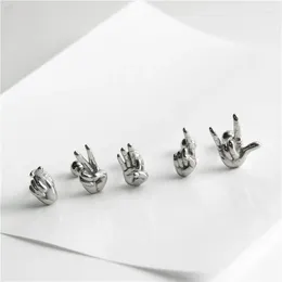 Kolczyki stadniskie kreatywne design gesty dłoni ze stali nierdzewnej dla kobiet mężczyzn punkowy osobowość chrząstka palec biżuteria