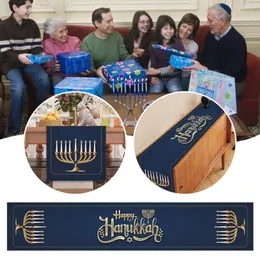 Tala de mesa Feliz Hanukkah Tocada de mesa Judaica Chanukah Menorah Room de jantar Capas de jantar Decoração de cozinha deco g9c8