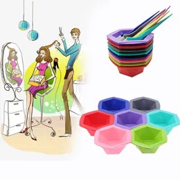 7st Colorful Hair Dying Bowls Antislip Stirring Bowl Salong Frisörsverktyg Hårfärg Mixing Bowls 240403