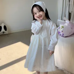 Vestido de menina vestido infantil 2024 primavera e outono bebê estilo ocidental renda versátil moda saia longa princesa francesa zljg