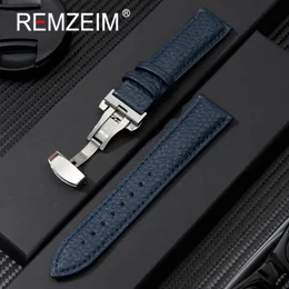 Litchi Strap 18202224mm Watch Accessories äkta mjukt läder armbandsurband med fjärilspänne 240415