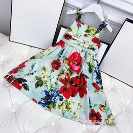 Girl's Casual Summer Girls Dress Dress Flower Print Suspirt Little Style Wygodny oddychający księżniczka