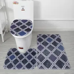 Badmatten dreiteilige nicht rutschfeste Badezimmer Matten Mattenstufe Fußboden Toilette Teppich Haus Dekoration