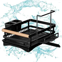 Kitchen Storage Dish Drying Rack Space-Saving Sink Counter Utensil With Drainboard Plates Organizer Cutlery Holder