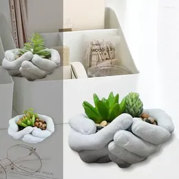 Dekorativa blommor Palmform Cement Flower Pot Planter Vase Artistic Giving Hands Sculpture Decor Lanter Mold Plants Container