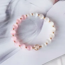 Instagram Kore tarzı beyaz opal kristal moda kadınlar tek döngü bilezik takı