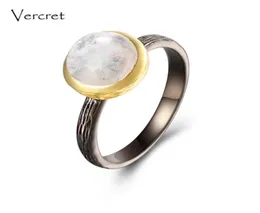 クラスターリングVercret Rainbow Moonstone Handmade 925 Sterling Silver 18K Gold Ring Jewelry for Women Gifts8986455