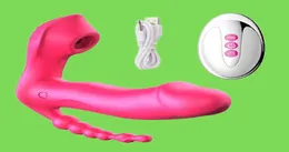 Adult Massager 3in 1 Women039s Dildo Sucking Vibrator Sex Toys for Panties Wearable Anal Beads Plug Vagina Female Vibrators6301383