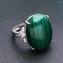 Cluster Rings Elegant Natural Malachite Sterling 925 Silver Gemstone 15 20mm Necklace For Women Birthday Party Jewelry Gift