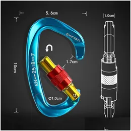 Kletterseile 5pcs 25kn Carabiner Professional Mountaineer Lock D Form Aviation Aluminium Sicherheitsclip Bergsteigergeräte 230801 DIG6