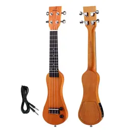 Cavi da 21 pollici di chitarra elettrica ukulele con shell in legno massiccio mogano ukelele strumento elettrico