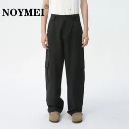 Men's Pants NOYMEI Solid Color Arc-shaped Patchwork Design Fashionable 2024 Spring Cargo All-match Trendy Trousers WA4285