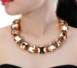 Jerollin Fashion Jewelry Gold Chain 5 Colors Square Glasses Chunky Choker Statement Bib Necklace for Women5048959