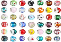 100pcslot Mix Color Big Hole Glass Beads Charm Charm فضفاضة فضفاضة حرفة أوروبية للخرز لنتائج مجوهرات قلادة سوار 69819311