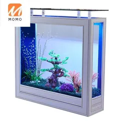Аквариумы легкие роскошные рыбные танки гостиной домашний этаж Большой средний подражанный экраны стеклянные аквариум экологические изменения вода3885651