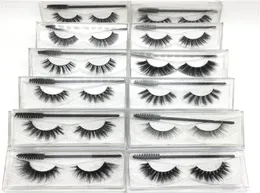 3D Mink Eyelash Eyelashes Natural Long Fand Fake Extension مع رموش محمولة فرشاة سميكة Faux 3D Mink Eyelashes Eye3830393