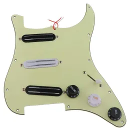 케이블 SSS 11 홀 Strat Electric Guitar로드 된 Pickguard Prewired 스크래치 플레이트 3 듀얼 레일 험버커 픽업
