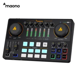 Cables Maonocaster Audio Interface DJ Mixer All in One Portable Podcast Studio for Recording Live Streaming Youtube DJ Guitar PC
