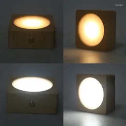 Dekorative Figuren KX4B 6000K Holz LED -Licht Display Basis glühende 3D -Kristallglaskugel Ständer Halter wieder aufladbare Nachtlampe Nacht