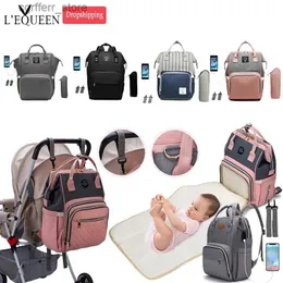 Bolsas de fraldas Mochilas da mamãe da mamãe Lequeen Bolsas de fraldas multifuncionais com ganchos USB de grande capacidade Mommy Nappy Maternity Backpacks LPJ01 L410