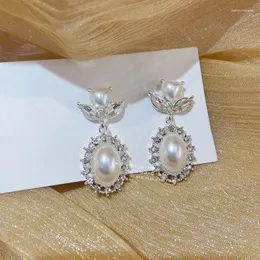 Dangle Küpeler Kore Fransızca Zarif Aşk Kalp İnci Kadınlar Moda Vitnage Kristal Çiçekler Rhinestones Boavle Takı Aksesuarları