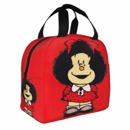 Bolsas de Almuerzo C Aislamiento de Mafalda、Bolsa Enfriadora、Cenedor de Comida Quino Argentina、Caja Almuerzo Dibujos Animados、Alta Capa M1H3＃