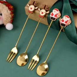 Cucchiai 1/2 pezzi di Natale in acciaio inossidabile cucchiaio di Natale albero di Natale Babbo Natale forchetta gelati gelati regalo da pinne