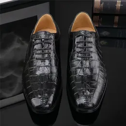 Dress Shoes Authentic Exotic Crocodile Skin Solid Black Men's Genuine Real True Alligator Leather Male Lace-up Oxfords