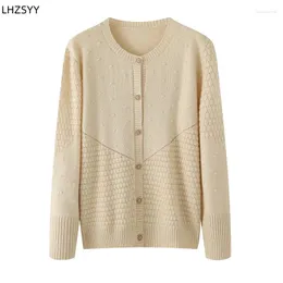 Maglie da donna Lhzsyy Spring Pure Cashmere Cardigan Ladies Ladie di fascia alta Giacche reticolari a diamante di fascia alta