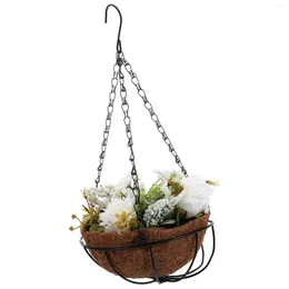 Decorative Flowers Silk Flower Coconuts Basket Artificial Fake Hanging Baskets Wall Ornament Floral Home Decors