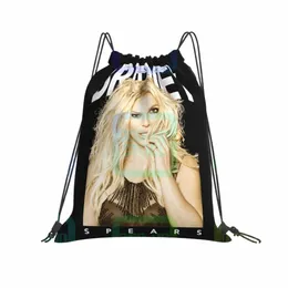 Britney Spears Foto borse coulisse Borsa da palestra Hot Nuovo Style Storage Borse Riding Backpack U9JX#