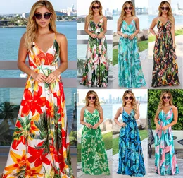 النساء اللباس بالإضافة إلى الحجم مثير V-neck Strappy Maxi Long Dresses Evening Party Party Beach Elegant Bohemian Disual Sundress Design Design Clothers739844