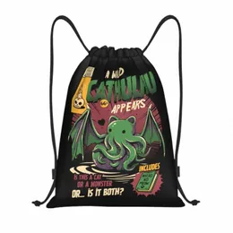 a Wild Cthulhu Drawstring Bag for Shop Yoga Backpacks Men Women Cat or Mster Kaiju Lovecraft Movie Sports Gym Sackpack T5SS#