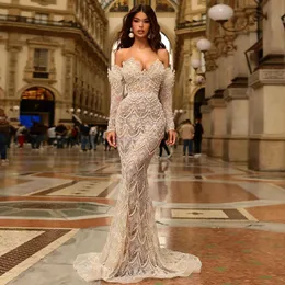 Sharon powiedziała Dubai Off ramion Ivory Evening Sukienki dla kobiet impreza elegancka naga długa syrena formalna sukienka