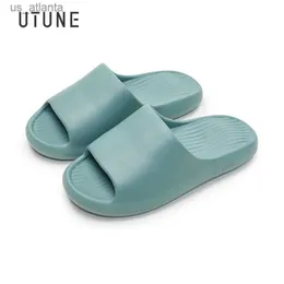 Slippers Utune Home for Women Shoes Summer Summer Sloy Beach Slides Eva Wave Wave Sole Non-Slip Men Men Platform Sandals H240416 JWKG