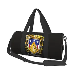 Utomhusväskor Gym Bag Freemason Logo Masonic Lodge Sports Largecapacity USA Flag Par Waterproof Printed Handbag Cute Travel Fitness