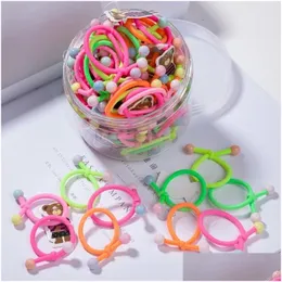 Other Fluorescent Knotted Beads Hair Rubber Bands Strong And Continuous Girl Elegant Band Drop Delivery Jewelry Body Dhid3