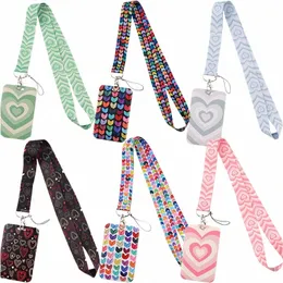 Love Heart Series Красочные шнурки идентификационные значки держатель брелок -ключ держатель ключей подвеска веревка Keyrings акценты для семьи друзей подарки J5FP#