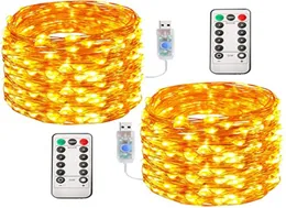 Fairy Light 33ft 100 Светодиодный медный проволочный проволочный завод USB -плагин Fairy Lights с удаленным 8 режимами.