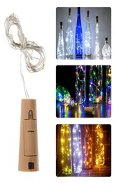 20 diody LED Kształt butelki wina Cork Copper Drut Lampka Dekoracja sznurka Fairy String Light Kork Solarbetrieben Licht Wine Butelka L9811070