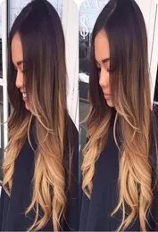 Bythair Super Wavy Full Lace Human Hair Wigh Black Women Brazilian Hair Three Tone 1B 4 27 Ombre Color Lace Front Wig2829831