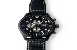 Data do dia de relógio masculino Cronógrafo Quartz Movimento de 43 mm de fibra luminosa caixa de aço PVD Nylon Strap Black Wristwatches4973050
