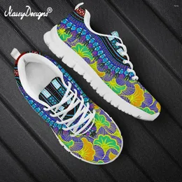 Casual Shoes Noisydesigns Colorful African Wedding Flower Tribal Printing Sneaker For Women Lightweight Lace Up Flat Large Size