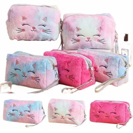 CARTO PLUSH CAT COSMETIC BAG WOMEN CORIUFUL MAKEUP POWHAPABLE TOORETRYバッグ旅行オーガナイザー女性ビューティーケースS99G＃