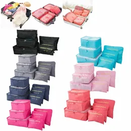 6pcs Sacages de armazenamento de viagem Conjunto para roupas Organizador de roupas Tidy Organizador de guarda